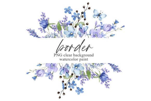 Download Watercolor Blue Flower Frame Border, PNG - Blue flower Collection