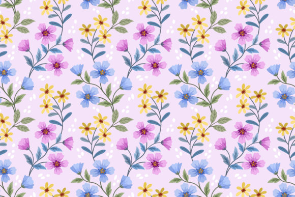 Download Pink Yellow and Blue Flower Pattern. - Blue flower Collection