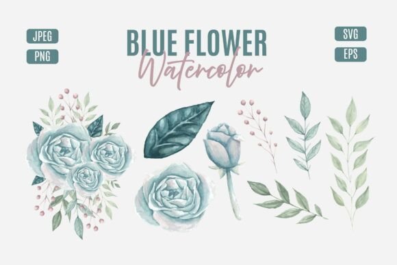 Download Elegant Blue Flower Illustration Pack - Blue flower Collection