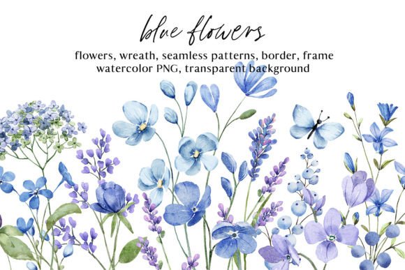 Download Blue Flowers Watercolor PNG Clipart. - Blue flower Collection
