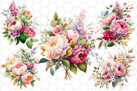 Download Watercolor Flower Bouquet Clipart Bundle - Flower bouquet Collection